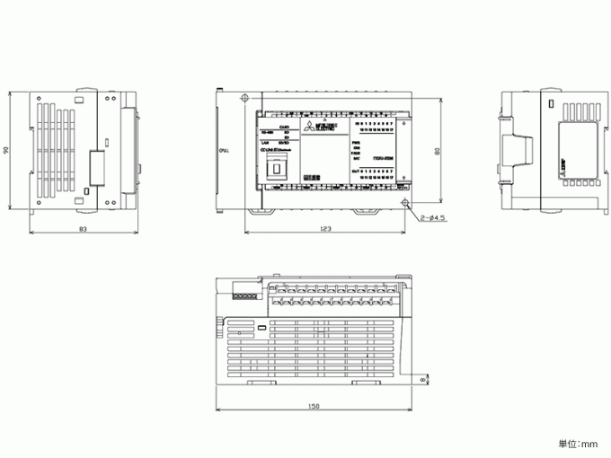 仕様から探す do シーケンサ MELSEC do Q.I.-f do ダウンロード de FX5U-32MT/ES (・ CAD) MELSEC do 外形図|FÁ do 三菱電機